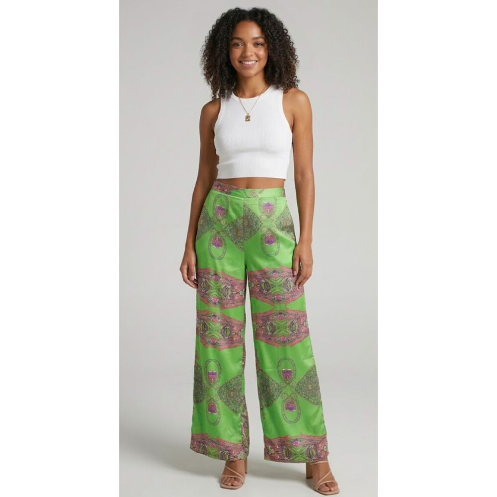 Fashion Nova Passion Nights Satin Wide Leg High Waist Pant Women's Size XL